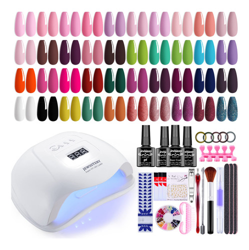 Jewhiteny Kit De Esmalte De Uas De Gel Con Luz U V De 120 W,