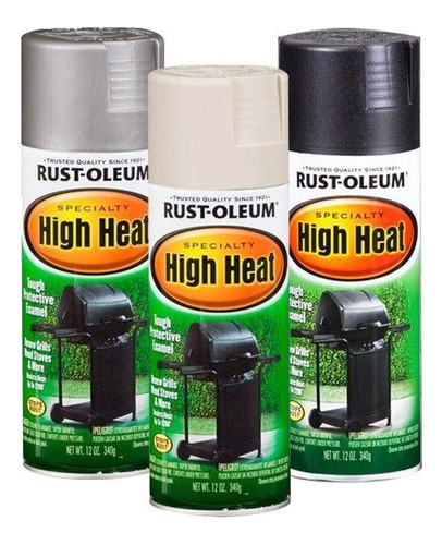 Pintura Aerosol Rustoleum Alta Temperatura Bco/negro/pla 340