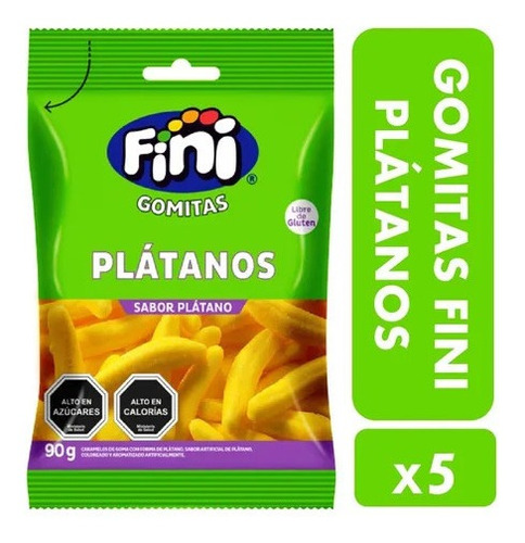 Pack 5 Gomitas Fini Banana, Sin Gluten, Deliciosas