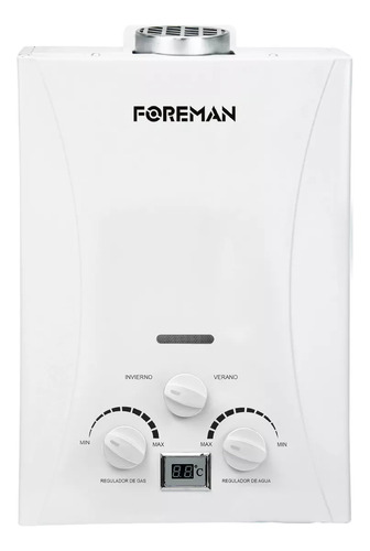 Calentador de agua instantáneo a gas Lp 6l por minuto Foreman blanco