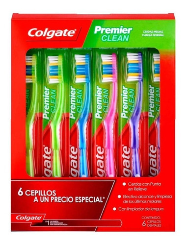 Pack De 6 Cepillos Dentales Colgate Premier Clean  