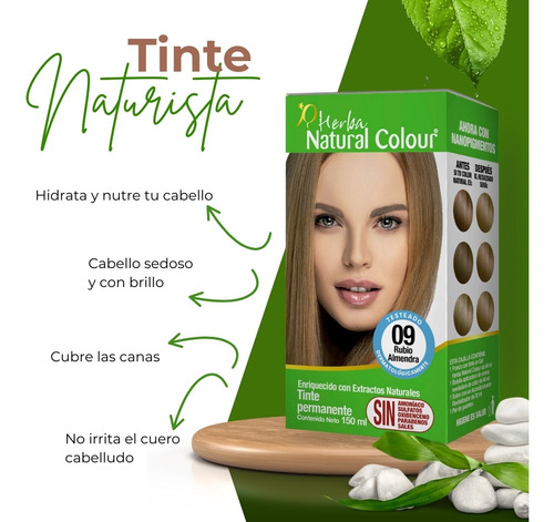 Tinte Cabello Sin Amoniaco Sin Parabenos Extractos Naturales Rubio Almendra 3 Pack