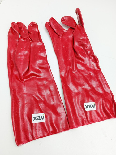Par Guante Anti Acido Limpieza Multiuso Rojo 14'' Gca 1484