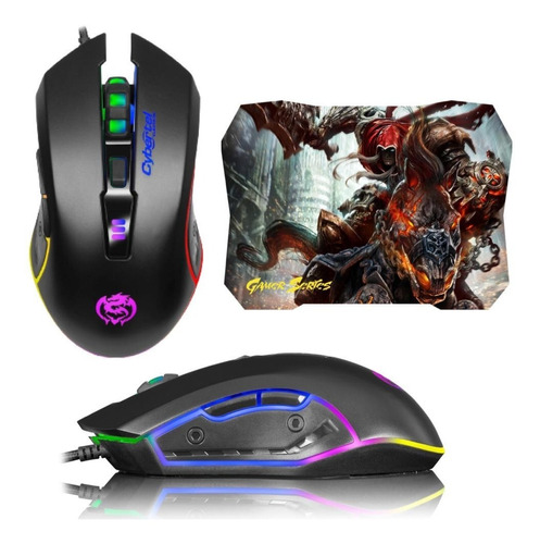 Combo Gamer: Mouse Gamer Elektron 3200dpi Rgb + Pad + Garant