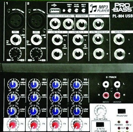 Imagen 3 de 3 de Consola Mezcladora Pro Bass Con Usb Mp3 Xlr Phantom Rca Eq
