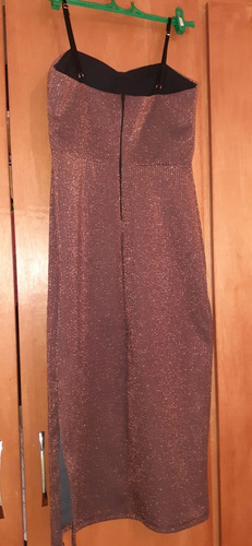 Vestido Midi Festa - Marrom Com Brilho Discreto