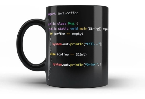 Caneca Preta Programador (a) Java Com Seu Nome Personalizado