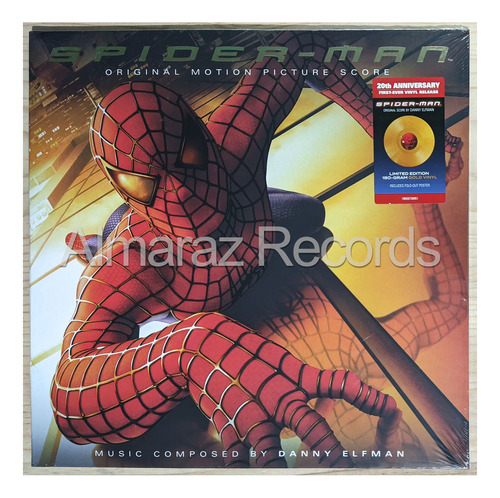 Danny Elfman Spider-man 20th Anniversary Gold Vinyl Lp
