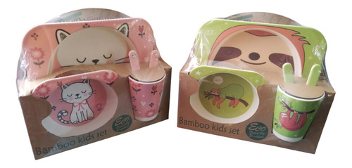 Set De Platos Para Niños En Bambu