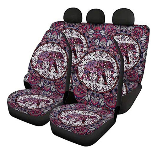 Afpanqz Boho Elephant Car Seat Covers Red Auto Interior Prot