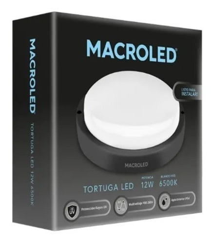 Tortuga Led Negra 12w Luz Cálida -macroled