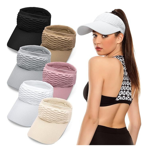 6 Pieces Women's Sun Hat Women's Knit Hat Elastic Sports Cap