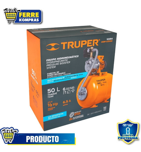 Bomba Hidroneumática 1/2 Hp, 50 Litros, Truper 12254