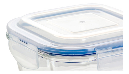 Set 4 Contenedor Hermético De Vidrio Cuadrado Grande 520 Ml