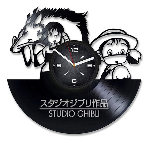 Reloj De Pared Con Disco De Vinilo De Estudio Ghibli. Decora