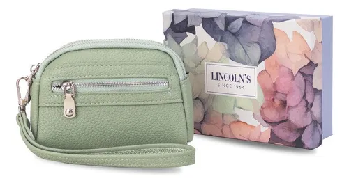 Monedero Doble Cierre Bolsillo Monedas Dama Lincolns Color Salvia