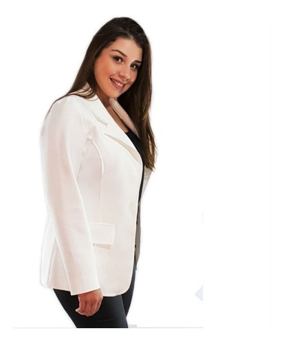 Imagem 2 de 3 de Blazer Feminino Acinturado Em Neoprene Borda Barroca 54220