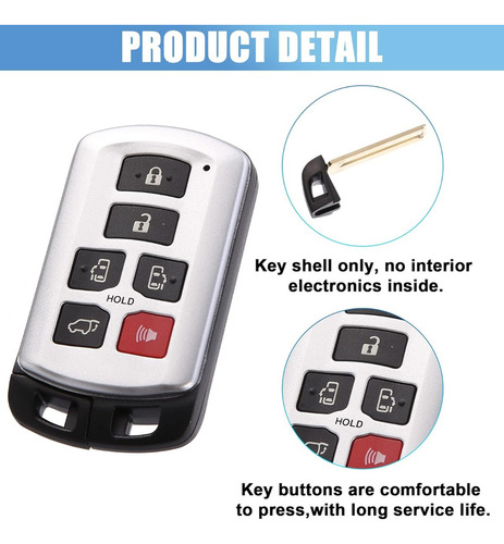 Carcasa Llave Control Proximidad Para Toyota Sienna 6 Boton