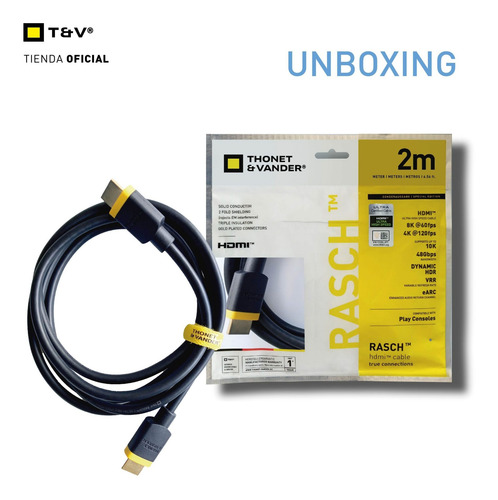 Imagen 3 de 7 de Cable Rasch Thonet & Vander Hdmi 8k 60fps 4k 120fps 3 Metros