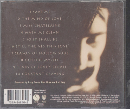K.d. Lang Ingenue. Cd Original Usado Qqa. Be. (Usado)