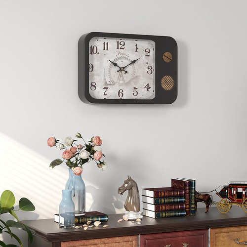 Reloj De Pared Retro, Estilo Clásico De Televisión Ne...