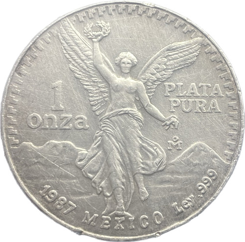 Onza 1987 Satin, Doble Punto, Plata Pura, Serie Libertad