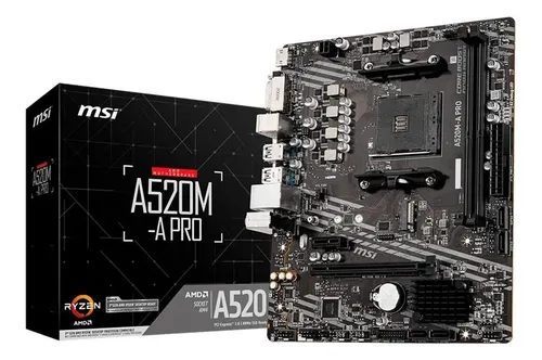 Placamae Msi A520ma Pro Amd Am4 Matx Ddr4 Preto