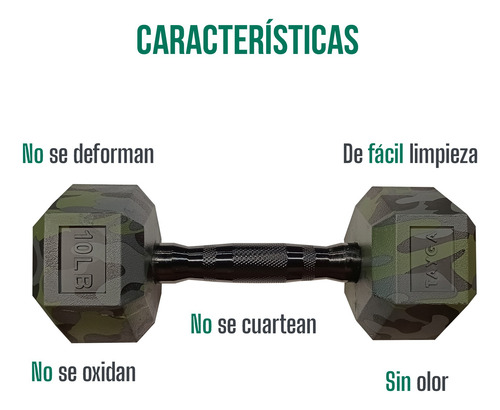 Par Mancuernas Hexagonales Pvc 10 Lb Tayga Camuflaje (4.5kg)