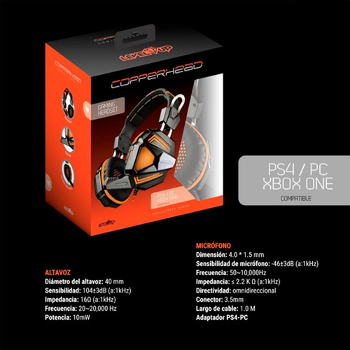 Imagen 6 de 10 de Headset Auricular Gamer Levelup Copperhead Ps4 Pc Xbox One