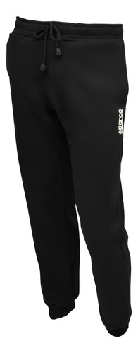 Calça Moletom Flanelada Slim Jogger Lisa Preta Logo - Sparco