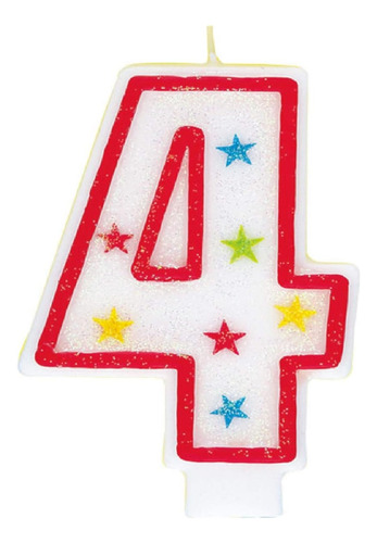 Vela De Cumpleaños Número 4 Glitter Star De 3.5 Pulgadas, Co