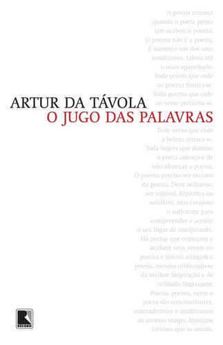 O jugo das palavras, de Tavola, Artur Da. Editora Record Ltda., capa mole em português, 2013