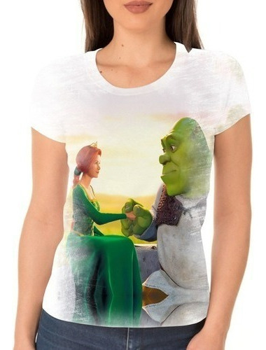 Camisa Camiseta Feminina Shrek Fiona Gato De Botas Burro 1