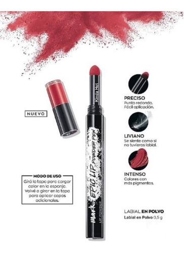 Avon Mark Labial En Polvo Suave Liviano Tono Kinda Hot