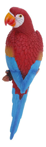 Adorno De De Resina Aves Imitación Animal 38cm Rojo Azul