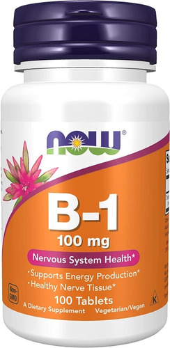 Vitamina B1 100 Mg 100 Tabletas Producción De Energía Now