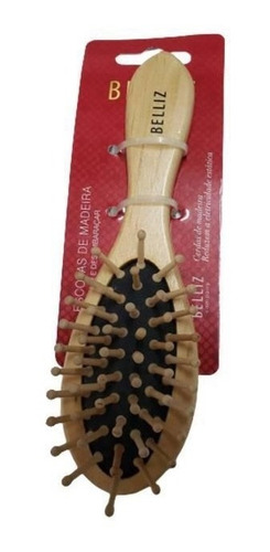 Escova De Cabelo Com Cerdas De Madeira Oval Grande - Belliz Cor Marrom