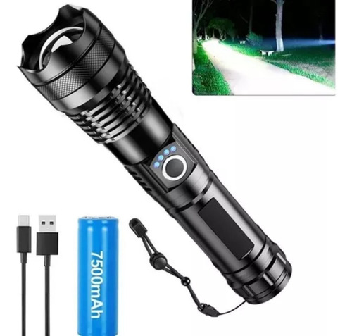Potente 32000 Lm Linterna Led Táctica Militar P50 Con Zoom, Recargable, Luz Blanca - Resistente, Compacta Y De Alto Rendimiento, Ideal Para Uso Exterior, Emergencias Y Actividades Al Aire Libre