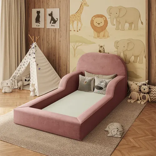 Cama Colchão Montessoriana Infantil Proteção Lateral Balaqui Cor Rosa