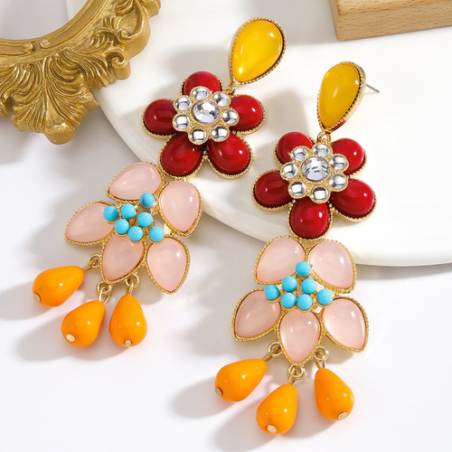 M 2 Pendientes Colgantes De Flores De Resina De Colores