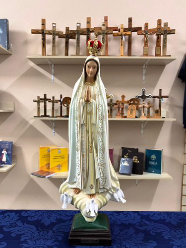Imagem N. Senhora De Fátima 60cm Com Coroa Folheada A Ouro