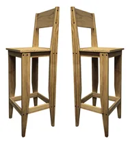 Comprar Combo 2 Banco Silla Bar Respaldo Madera Maciza Alta Sajo Acabado de la estructura Mate Color Roble