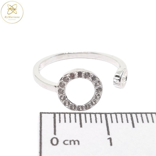 Imagen 4 de 6 de Anillo Plata Doble Circulo Micro Pave