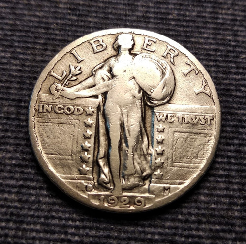 Moneda Quarter Dollar, Liberty Standing 1929. S San Francisc