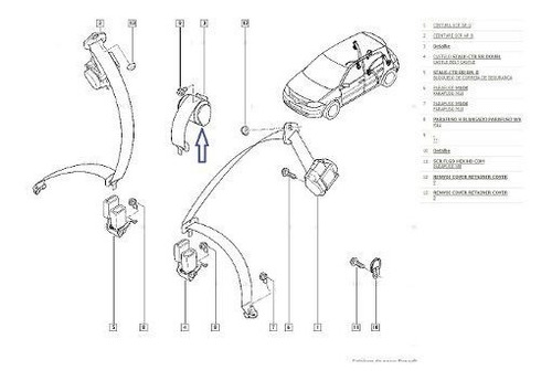 Cinto Traseiro Central Renault Megane 2008 Original -