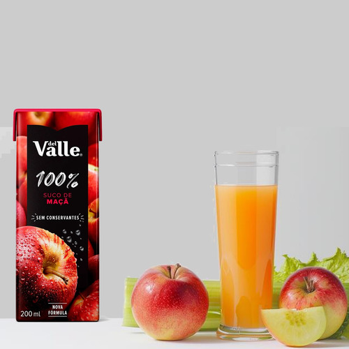 Kit C/ 18und Suco Del Valle 100% Fruta Sabor Maçã Tp 200ml