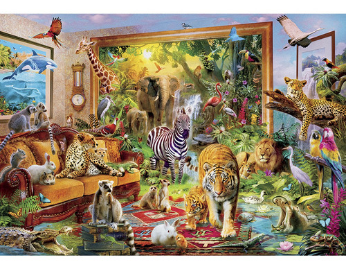 Imagen 3 de 7 de Puzzle Rompecabeza 6000 Piezas Educa Animales En Habitación