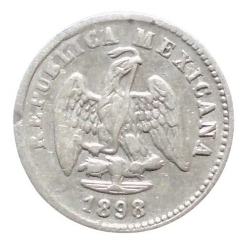 México 5 Centavos Go. R 1898 Plata * Mula Águila 1 Peso Oro