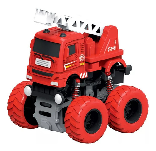 Brinquedo Carro Bombeiro Com Fricção 4×4 Plataforma Dmtoys Cor Vermelho Personagem Guincho