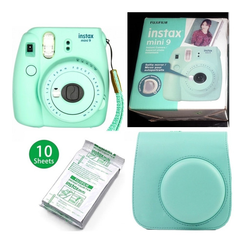 Fujifilm Instax Mini 9 Polaroid Verde Menta Estuche 10 Fotos